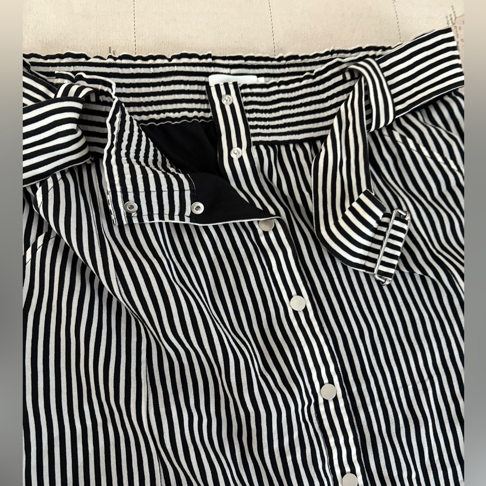 A.L.C. Silk Striped Button Down Skirt Size 8 - Picture 4 of 14